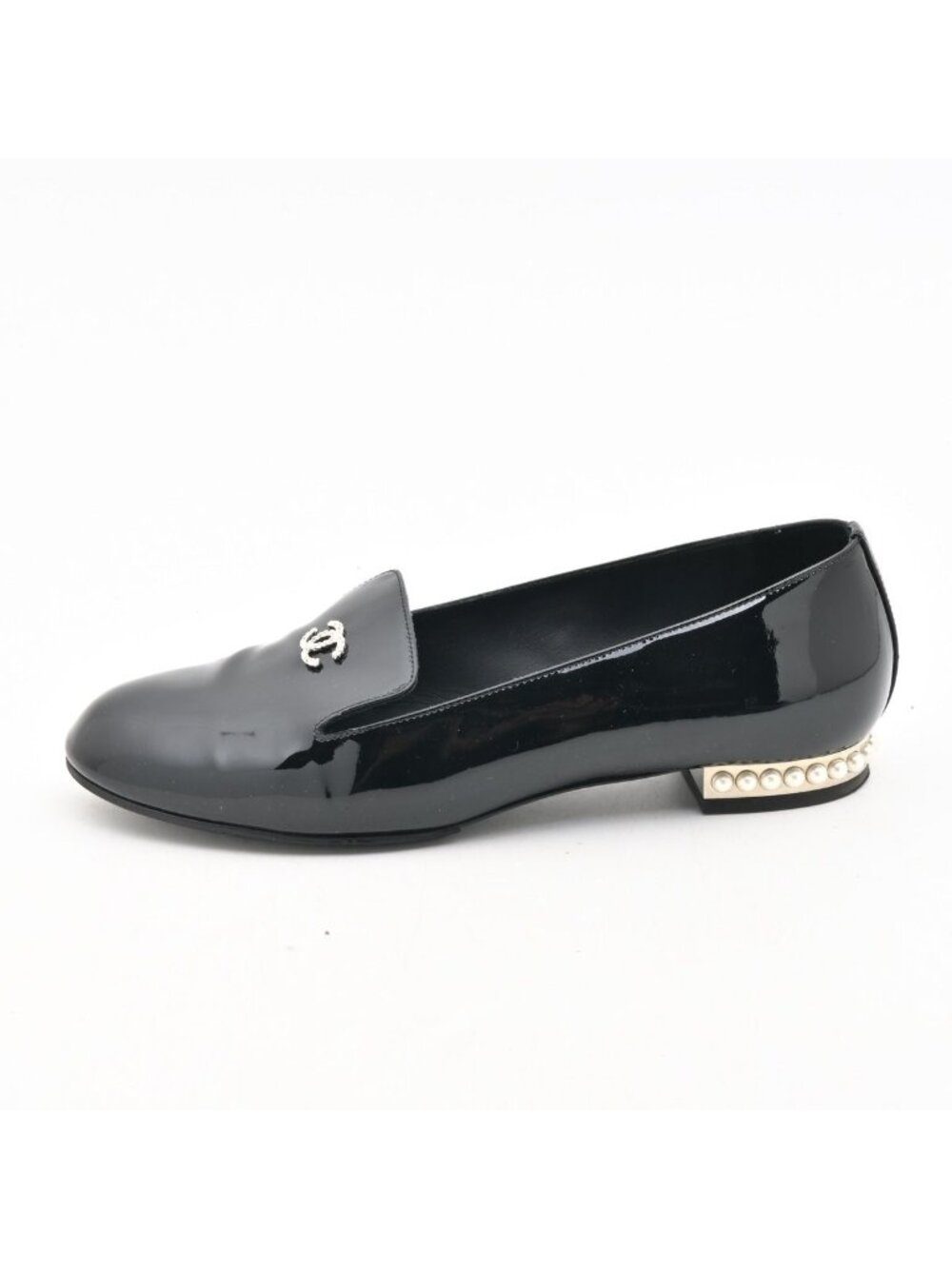 Chanel Loafers C Opera Shoes Black Pearl CC Logo Outsole Leather